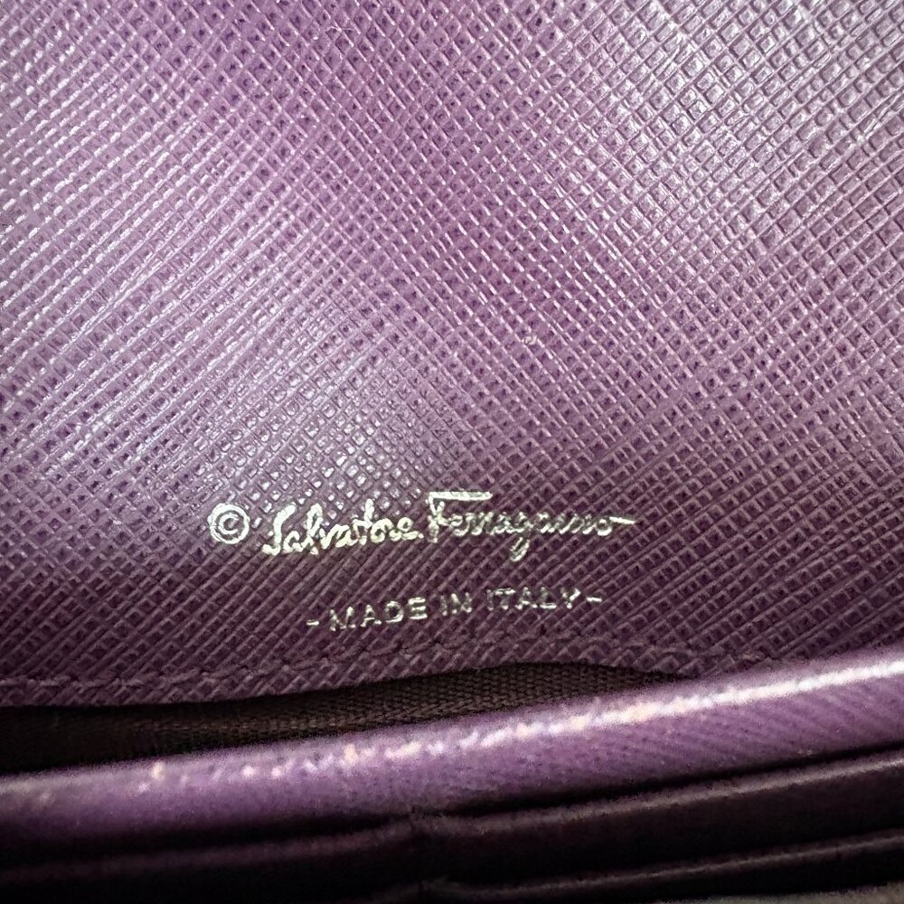 Salvatore Ferragamo Long Wallet Vala Ribbon Leather Purple/Plum Quiet Luxury - Picture 14 of 14